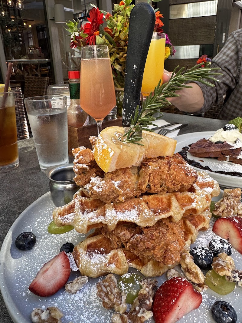 Chicken and waffles stack