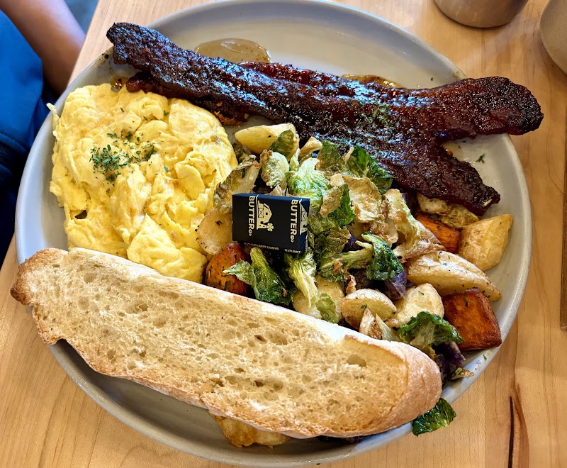 Hearty brunch plate, Millionaire's Bacon
