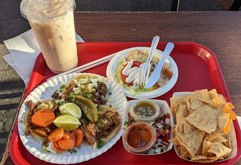 Tacos, chips, and drinks