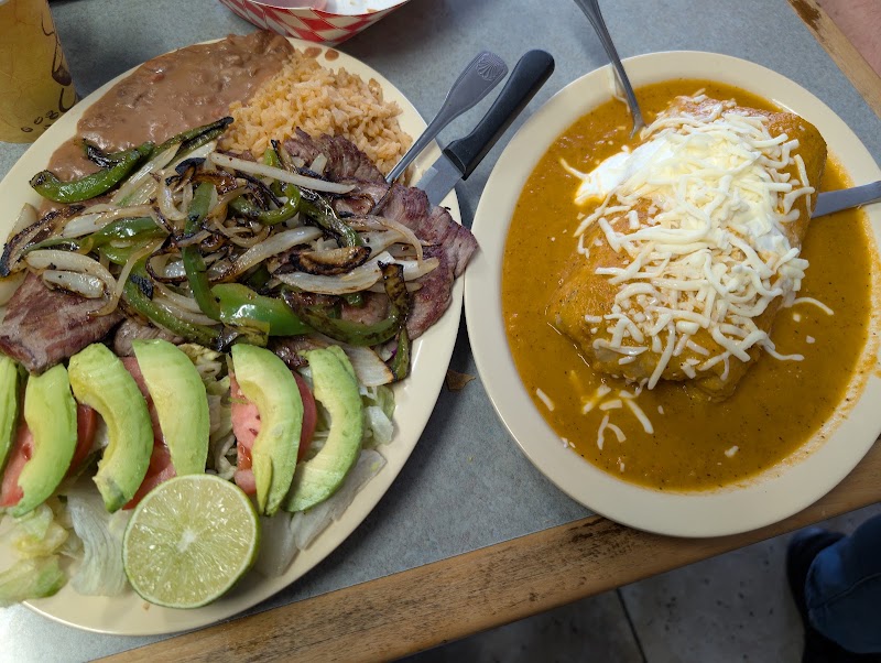 Fajita plate with enchilada