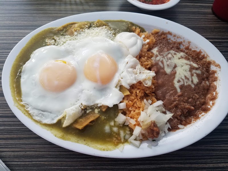 Chilaquiles with rice and beans