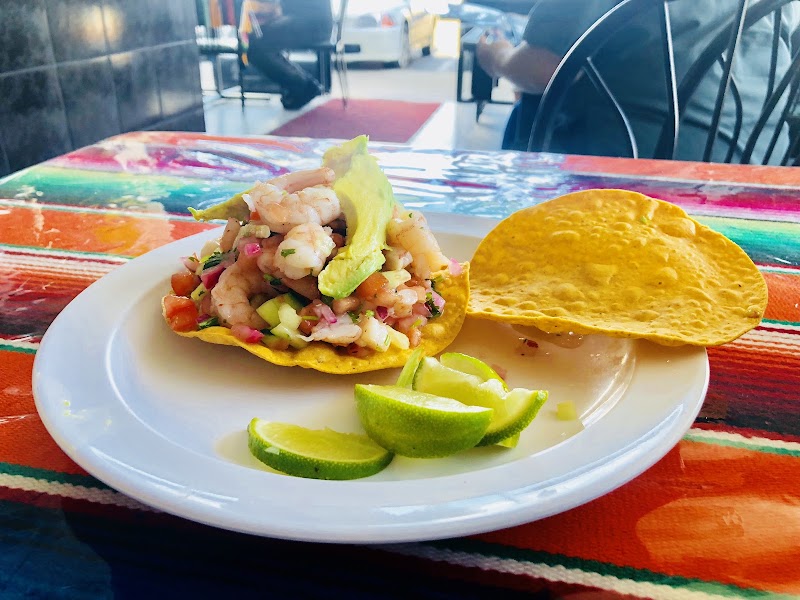 Fresh shrimp ceviche tostada