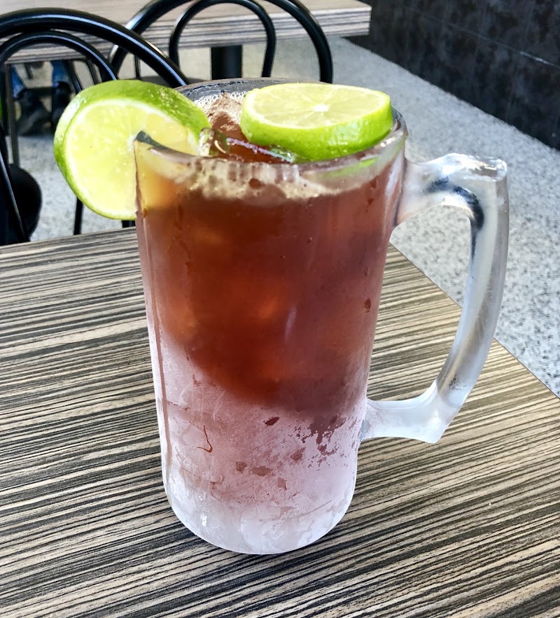 Icy Michelada, lime-rimmed