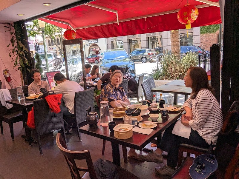 Lively outdoor patio dining