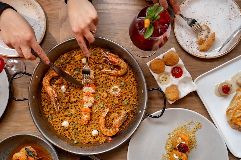 Paella spread, shared together