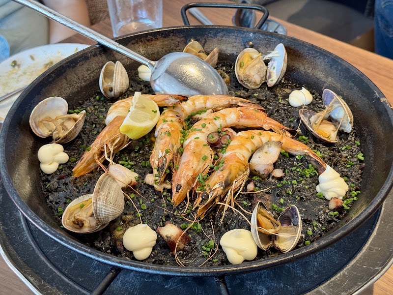 Squid ink seafood paella