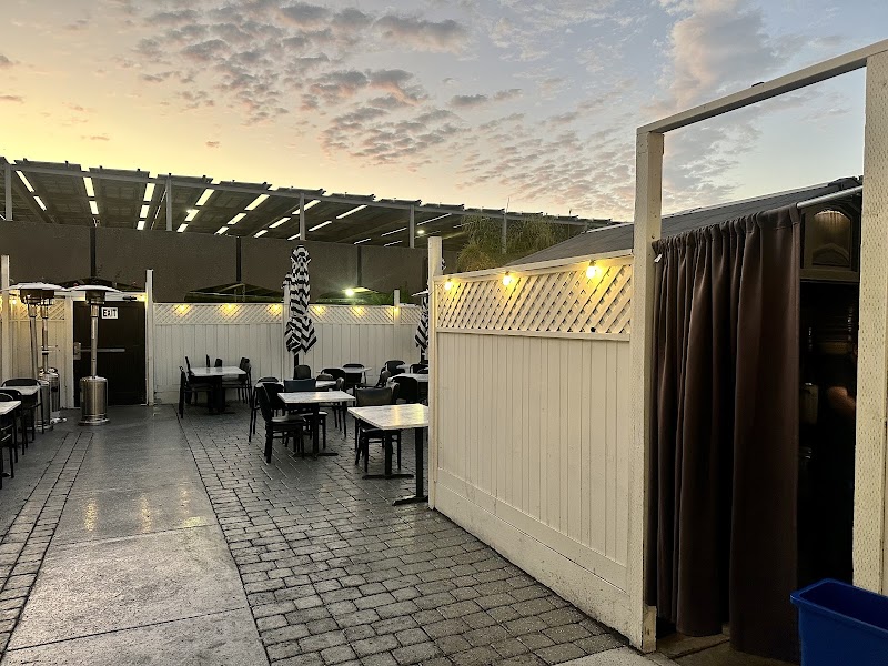Open-air patio at dusk