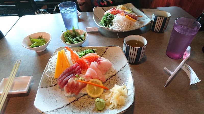Fresh sashimi, edamame spread