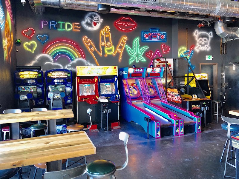 Arcade games, neon pride wall