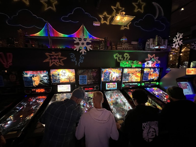 Pinball machines, neon glow