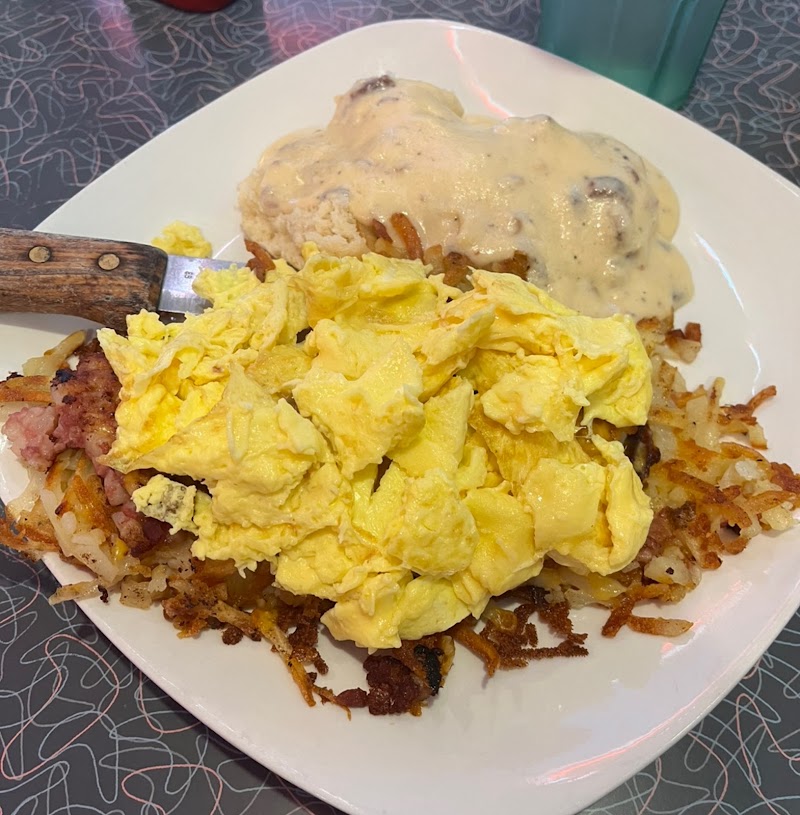 Hearty breakfast plate, loaded