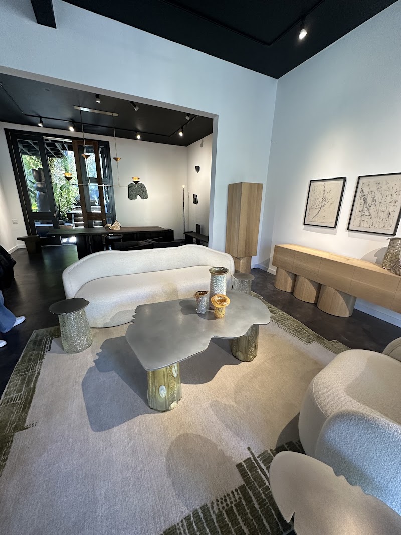 Sculptural living room vignette