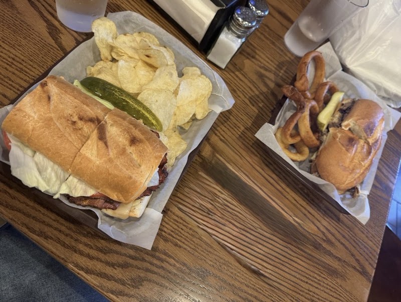 Hearty sandwiches, chips, rings