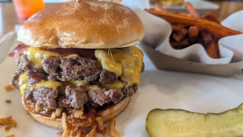 Juicy double patty close-up