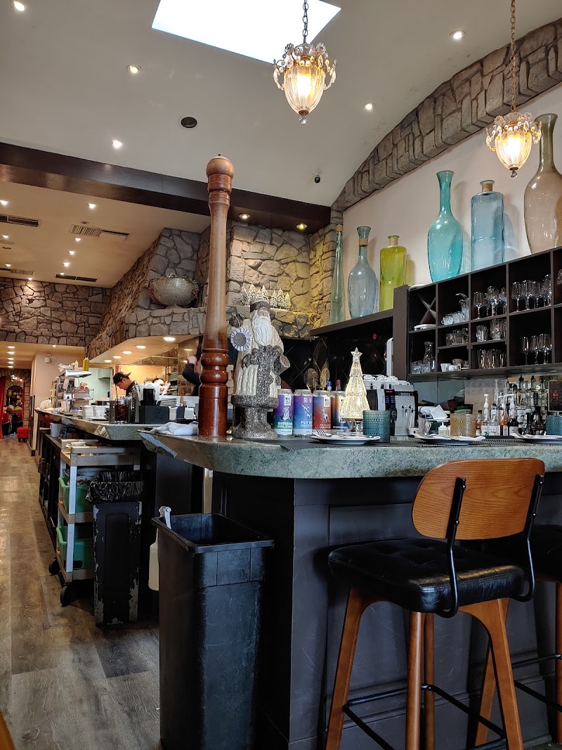 Warm stone bar interior