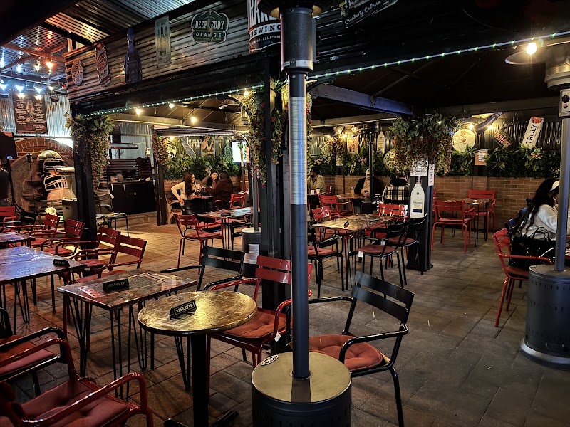 Warm courtyard patio at night