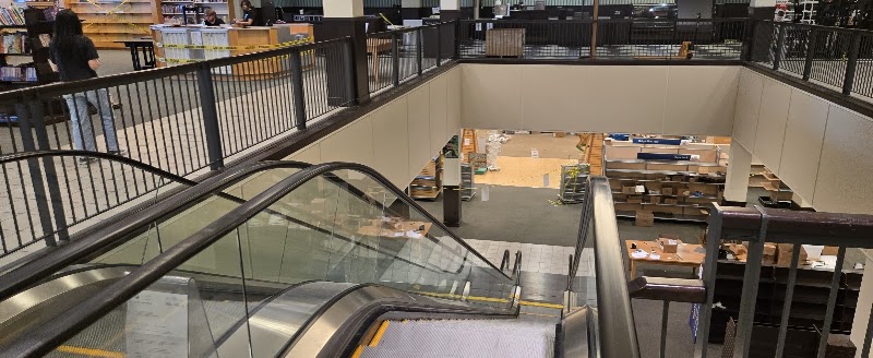 Multi-level bookstore interior