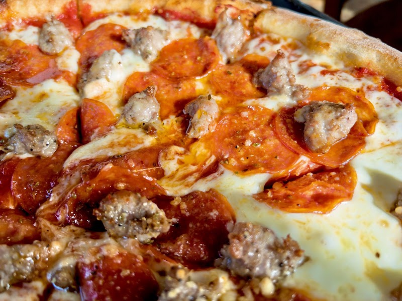 Pepperoni and sausage close-up