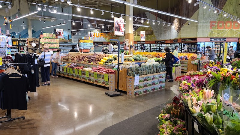 Fresh produce and flowers inside