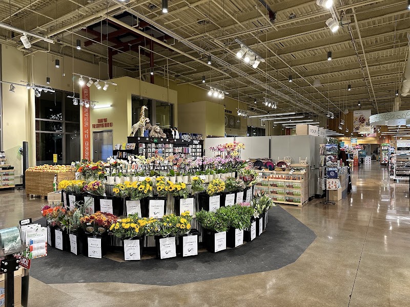 Vibrant floral display at entrance
