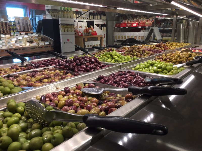 Abundant olive bar selection