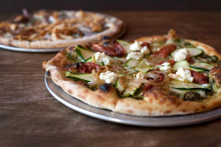Fresh wood-fired veggie pizza