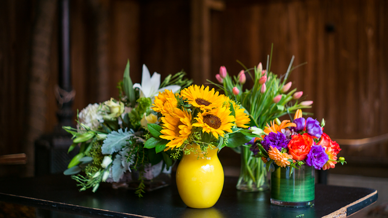Vibrant seasonal arrangements, artfully composed