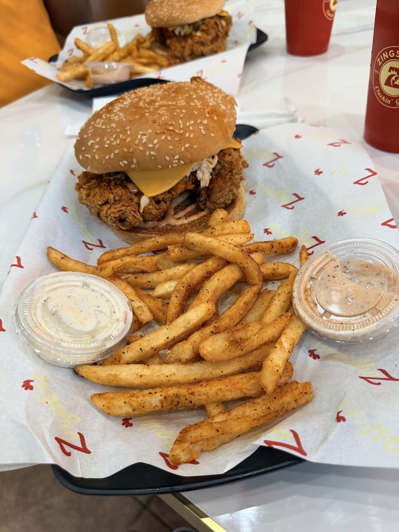 Crispy sando, peri fries