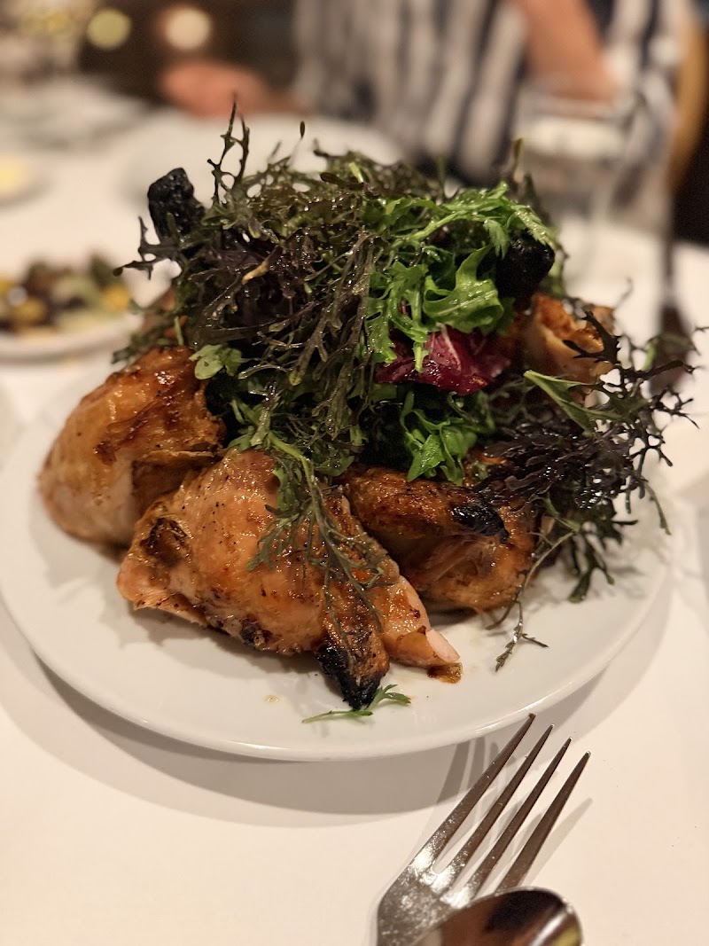 Iconic roast chicken with greens