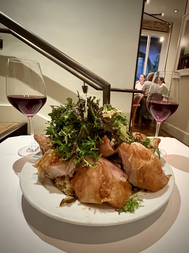 Roast chicken, red wine shared